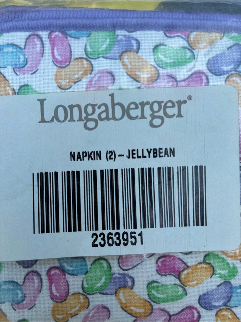 Longaberger Purple Jellybean Print Fabric Napkins - Set of 2